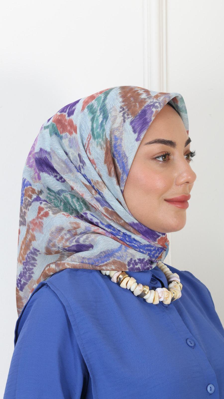 Locella Soft Pamuk Eşarp Mavi-2