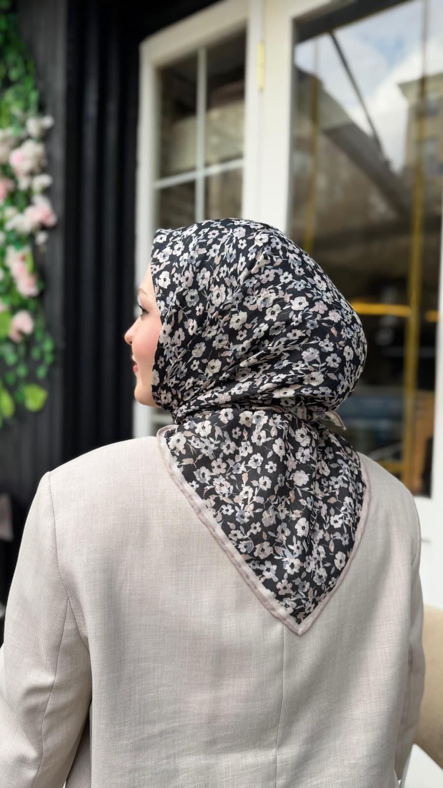 Locella Soft Pamuk Eşarp Siyah Bej-16