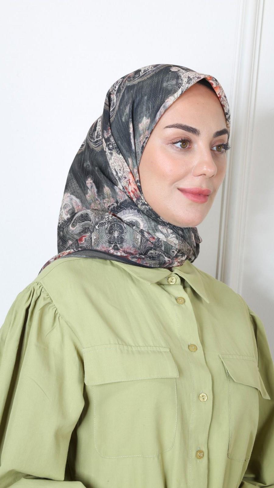 Locella Soft Pamuk Eşarp Haki Yeşil-13