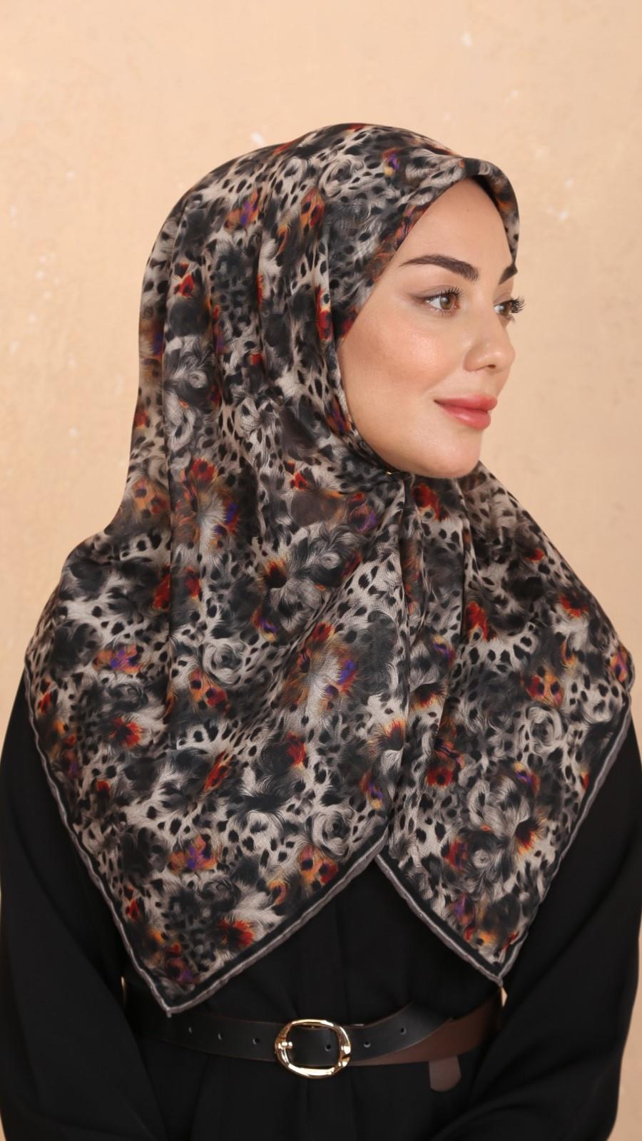 Locella Soft Pamuk Eşarp Siyah Turuncu-7