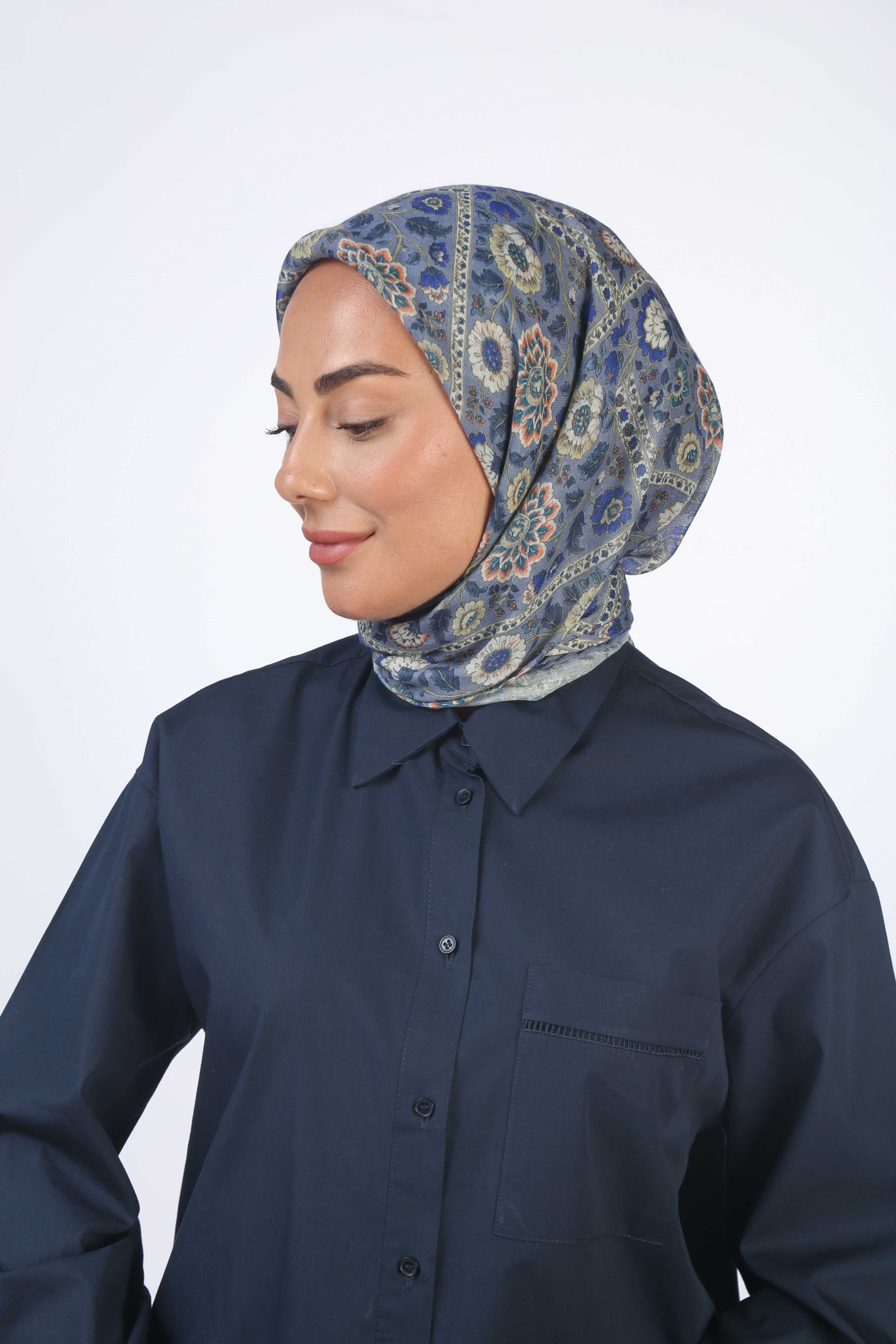 Locella Soft Pamuk Eşarp Mavi