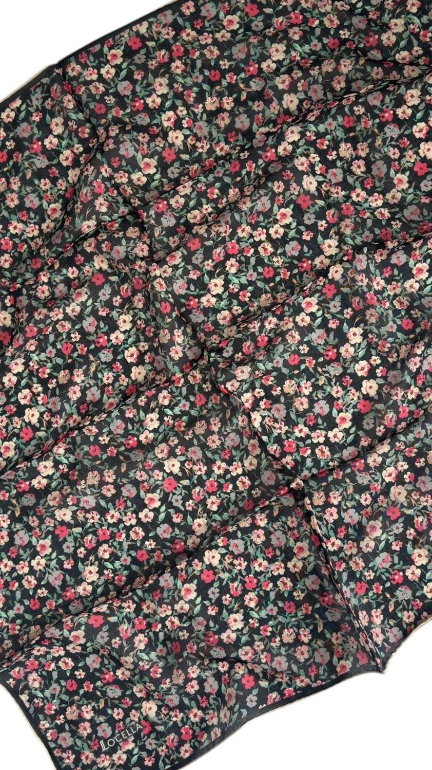 Locella Soft Pamuk Eşarp Siyah Fuşya-21