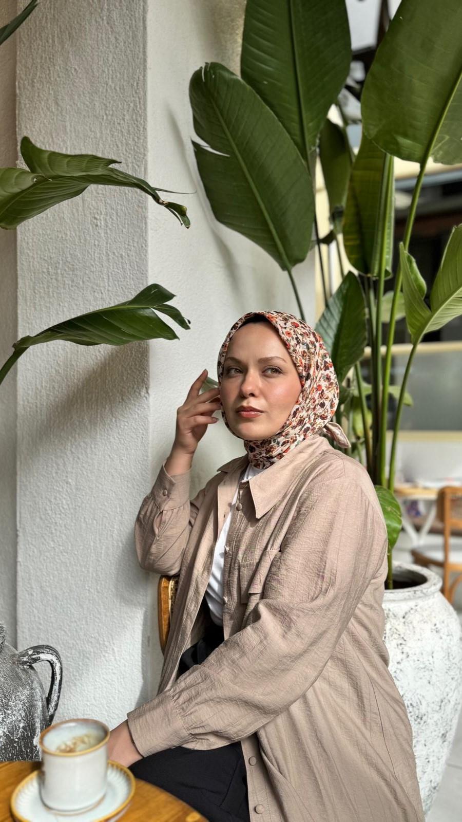 Locella Soft Pamuk Eşarp Kahve-6