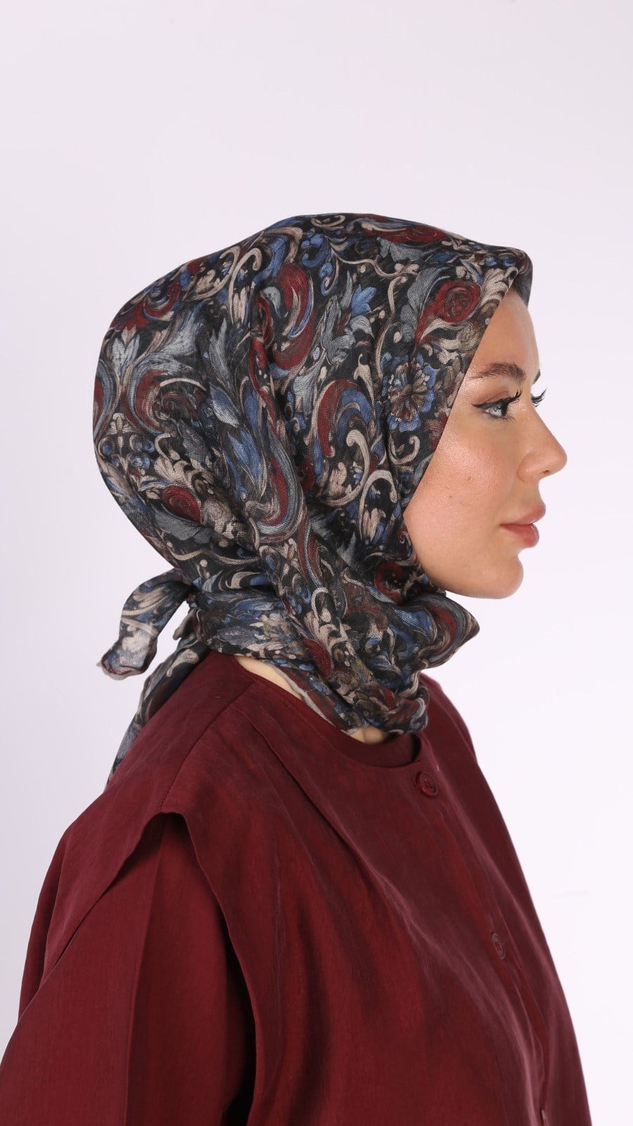 Locella Soft Pamuk Eşarp Mavi Bordo