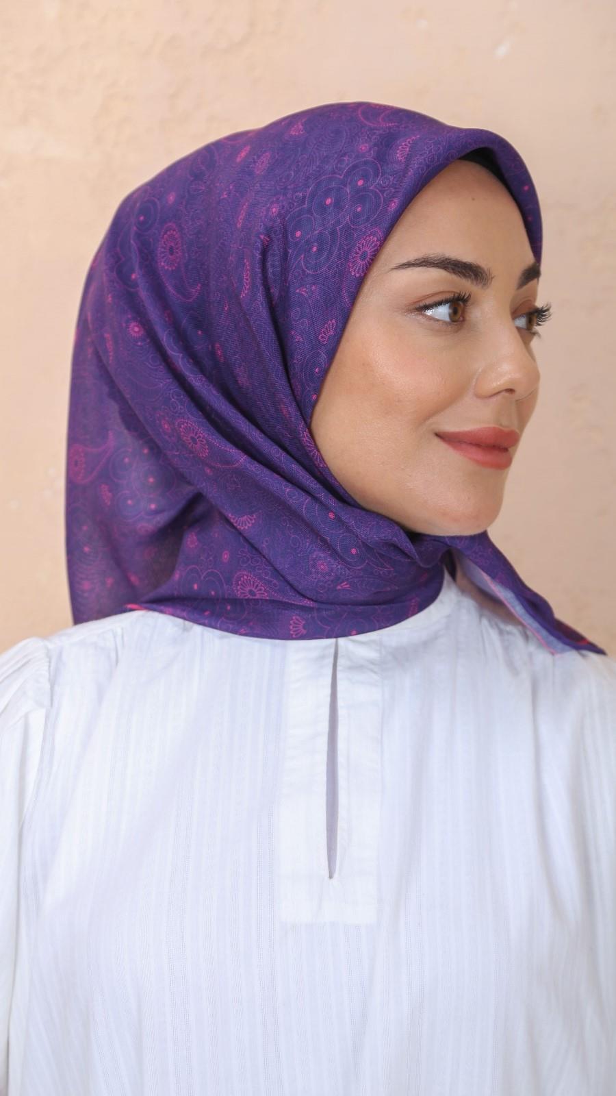 Locella Soft Pamuk Eşarp Mor-4