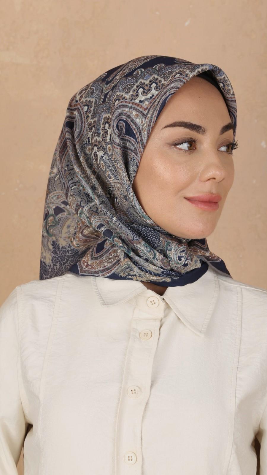 Locella Soft Pamuk Eşarp Koyu Mavi-5