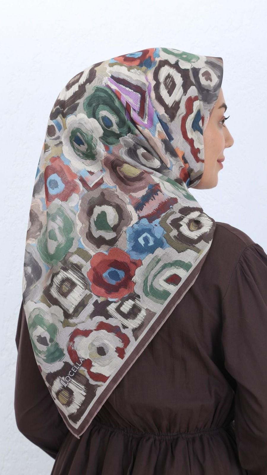 Locella Soft Pamuk Eşarp Kahve-5