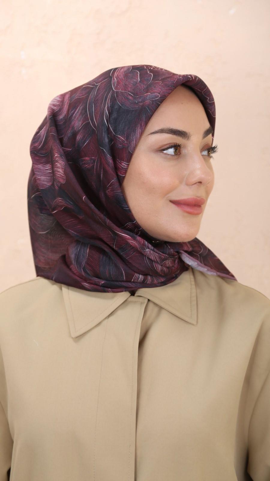 Locella Soft Pamuk Eşarp Bordo-4