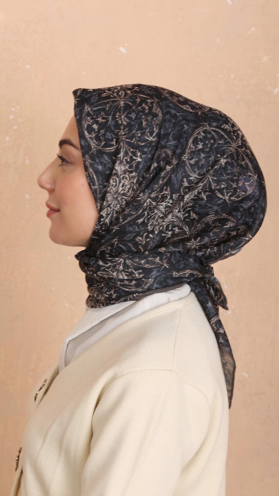 Locella Soft Pamuk Eşarp Siyah Vizon