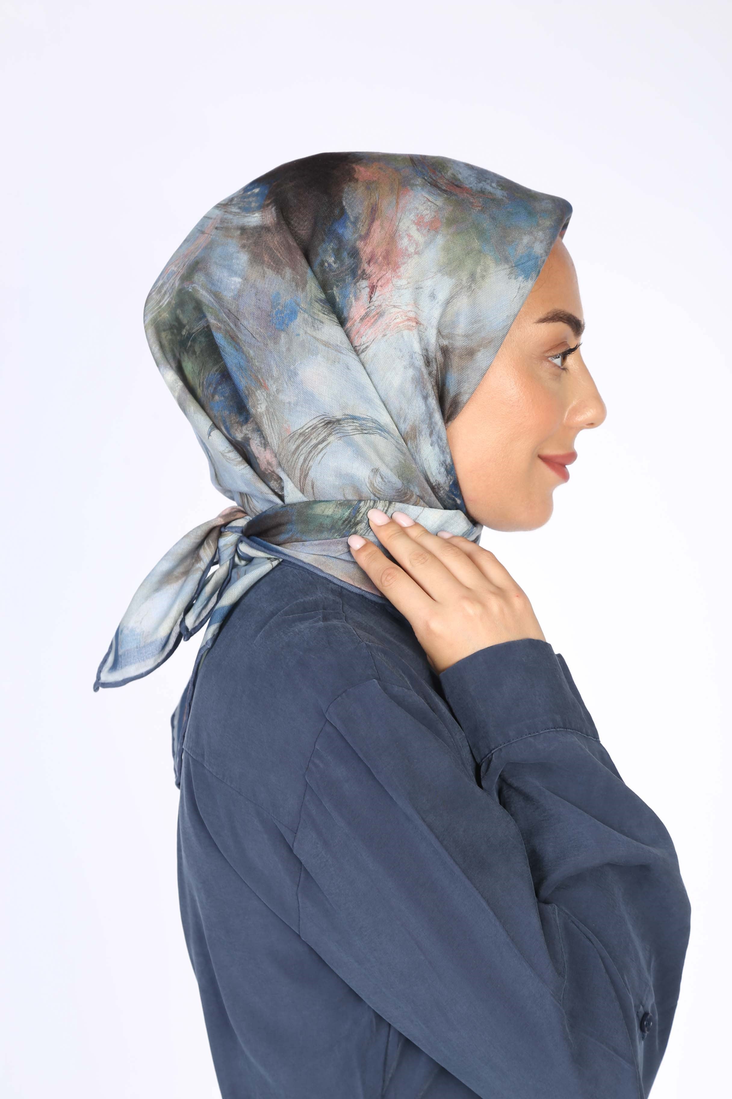 Locella Soft Pamuk Eşarp Mavi