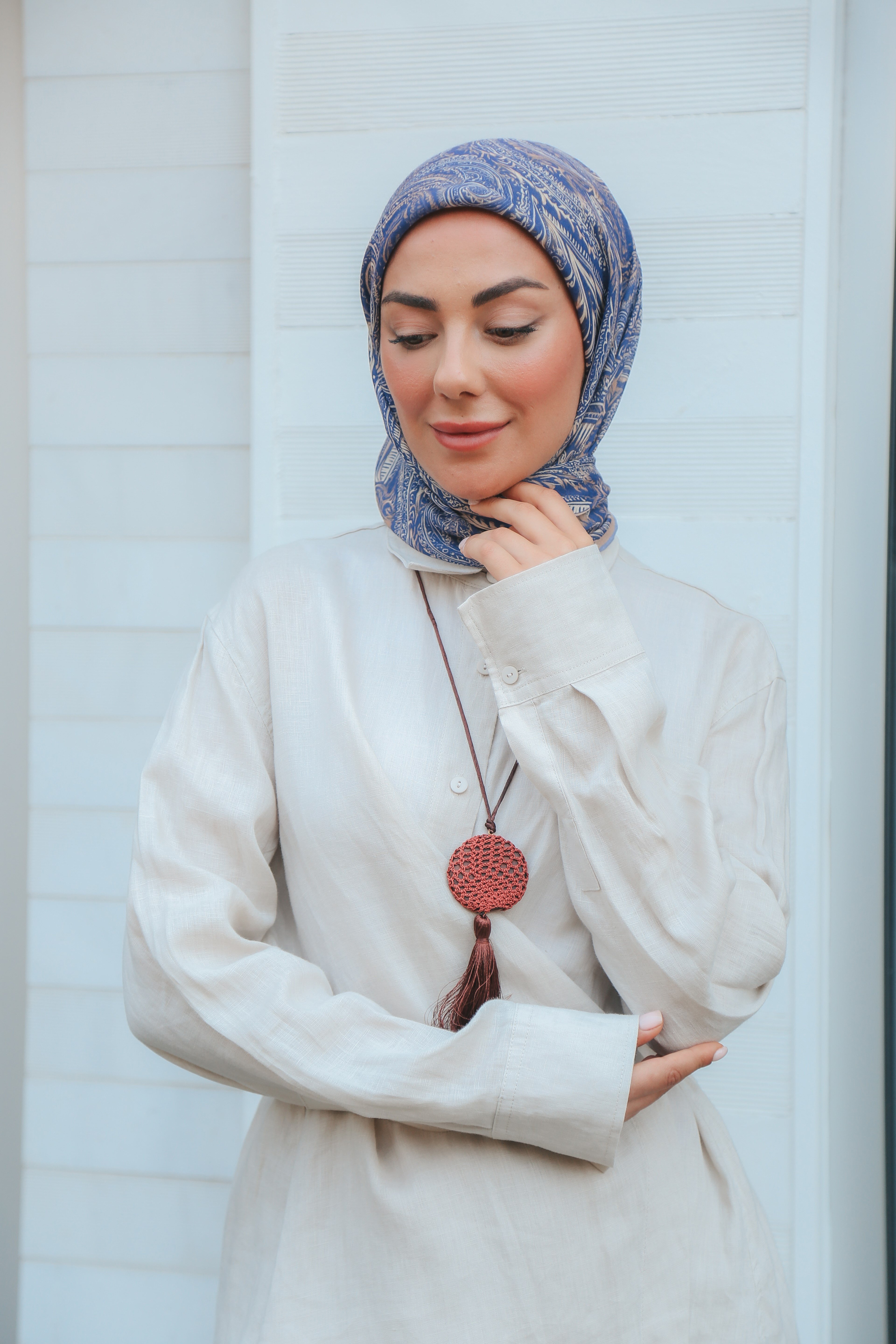 Locella Soft Pamuk Eşarp Lacivert