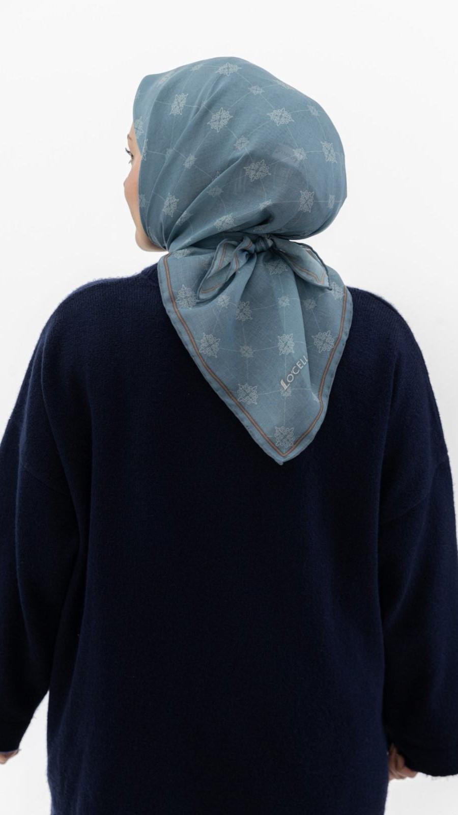 Locella Soft Pamuk Eşarp Mavi-5