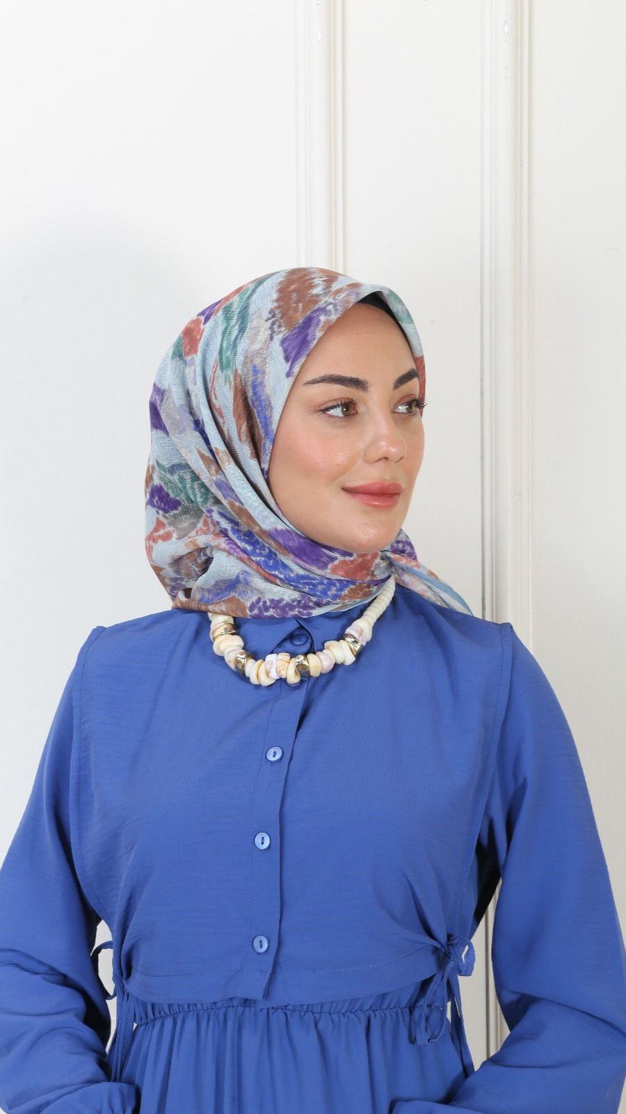 Locella Soft Pamuk Eşarp Mavi-2