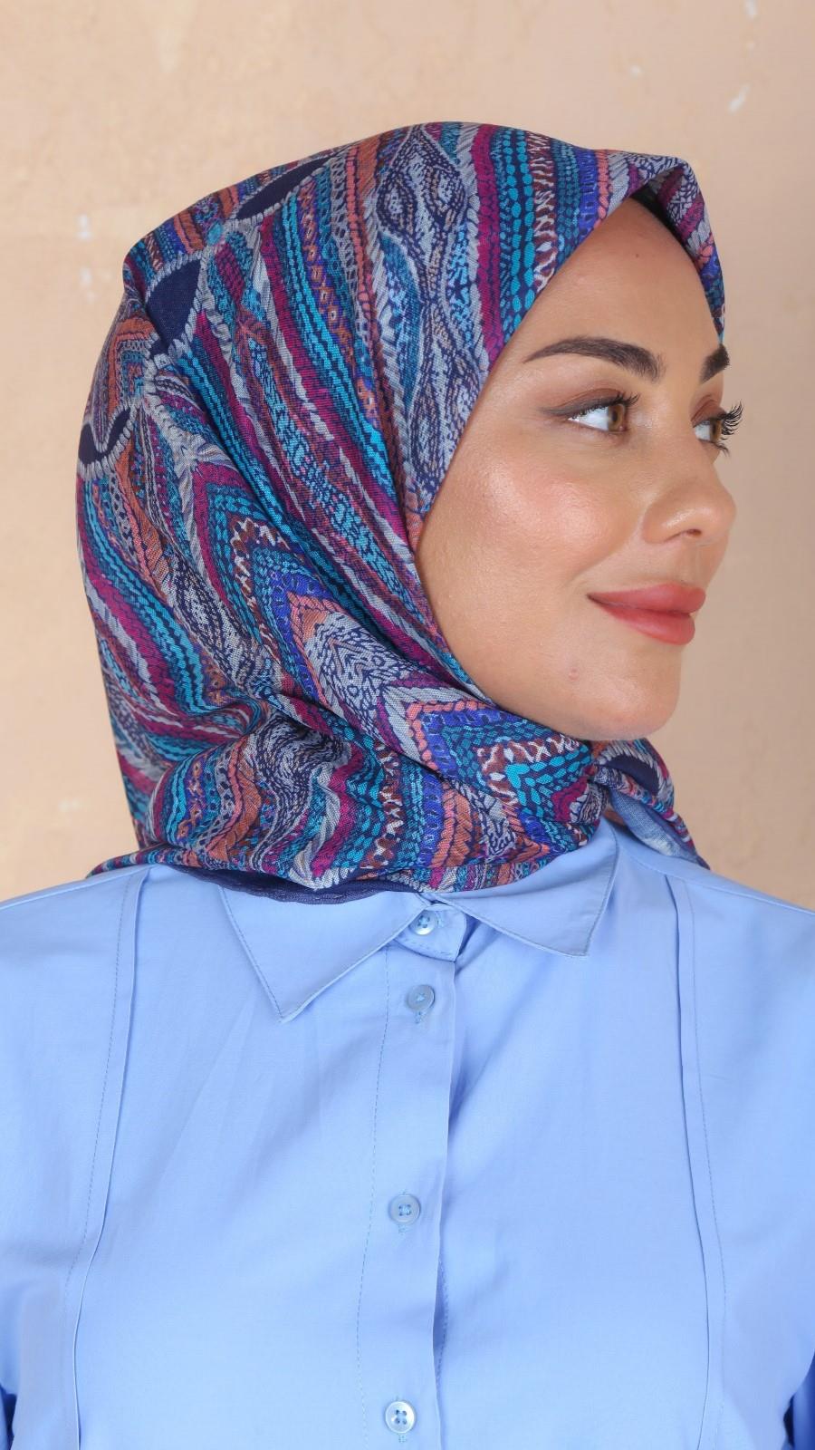 Locella Soft Pamuk Eşarp Koyu Mavi-8