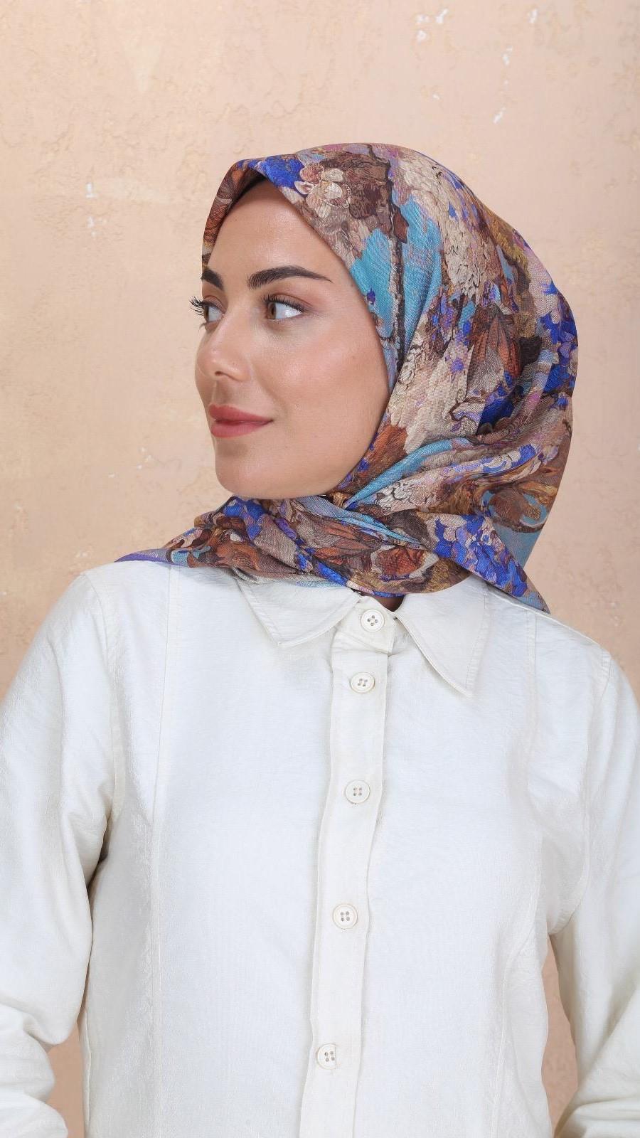 Locella Soft Pamuk Eşarp Saks-14