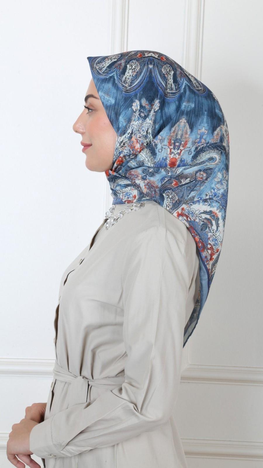 Locella Soft Pamuk Eşarp Mavi-4