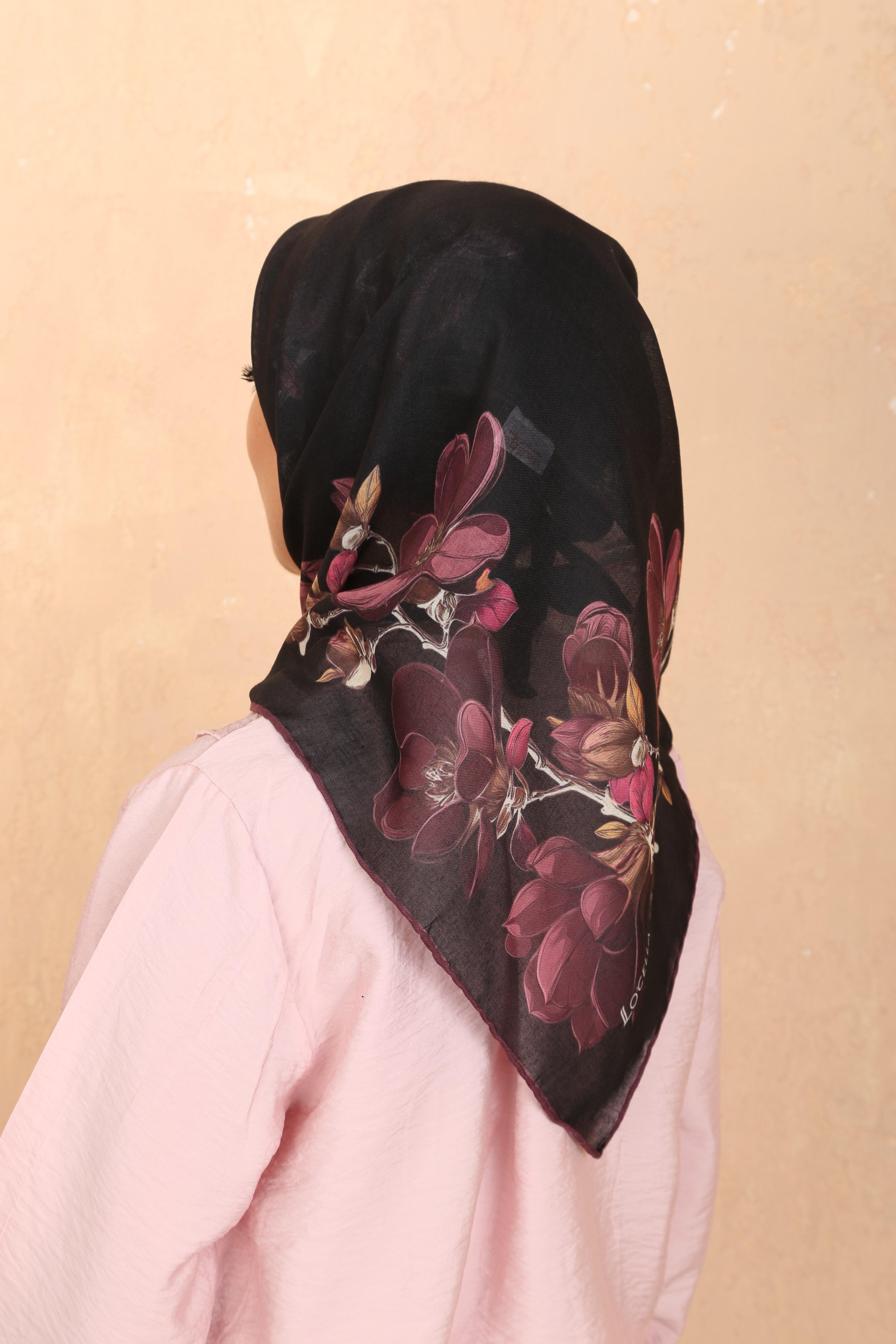 Locella Soft Pamuk Eşarp-Siyah Mürdüm