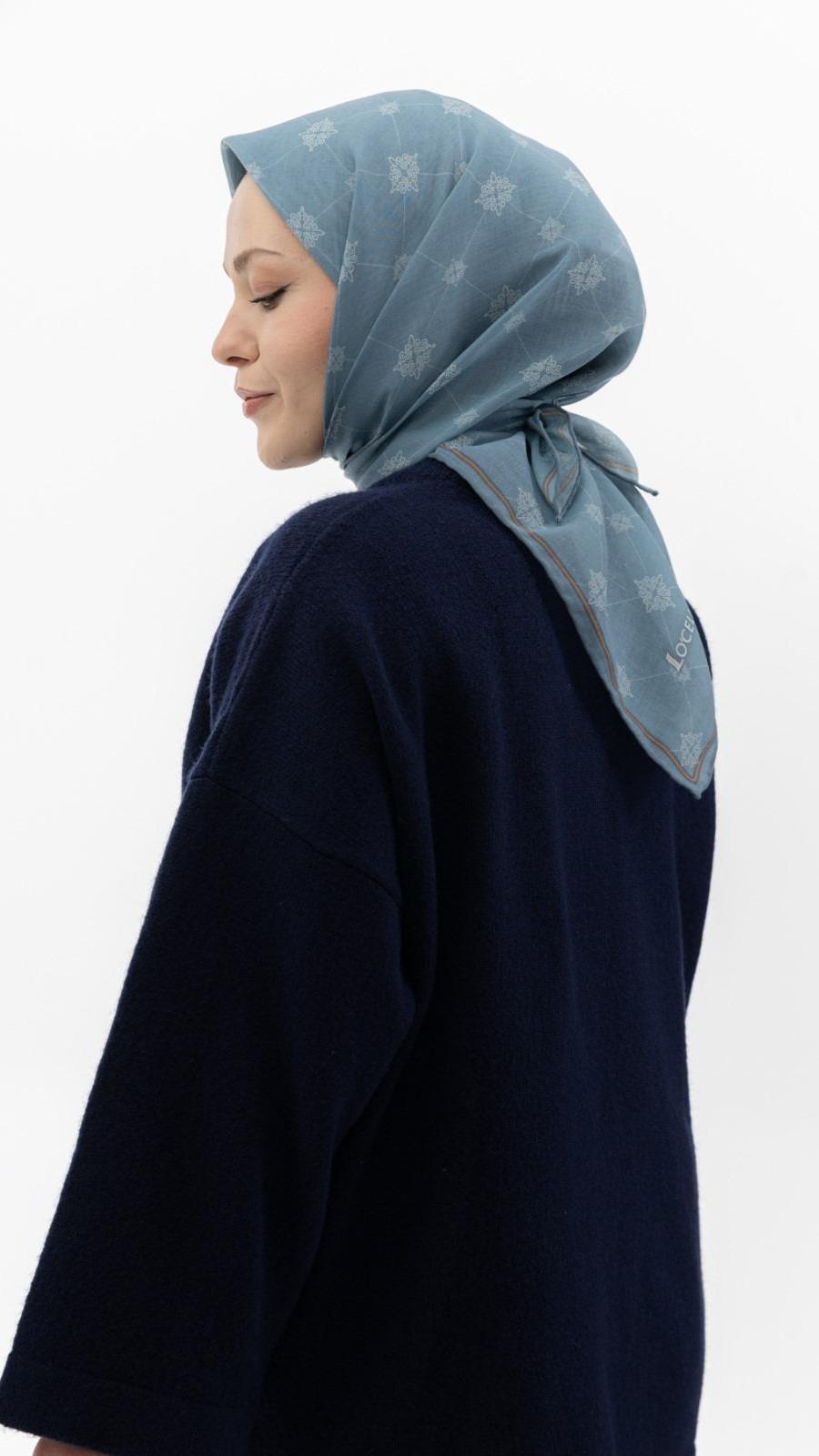 Locella Soft Pamuk Eşarp Mavi-5