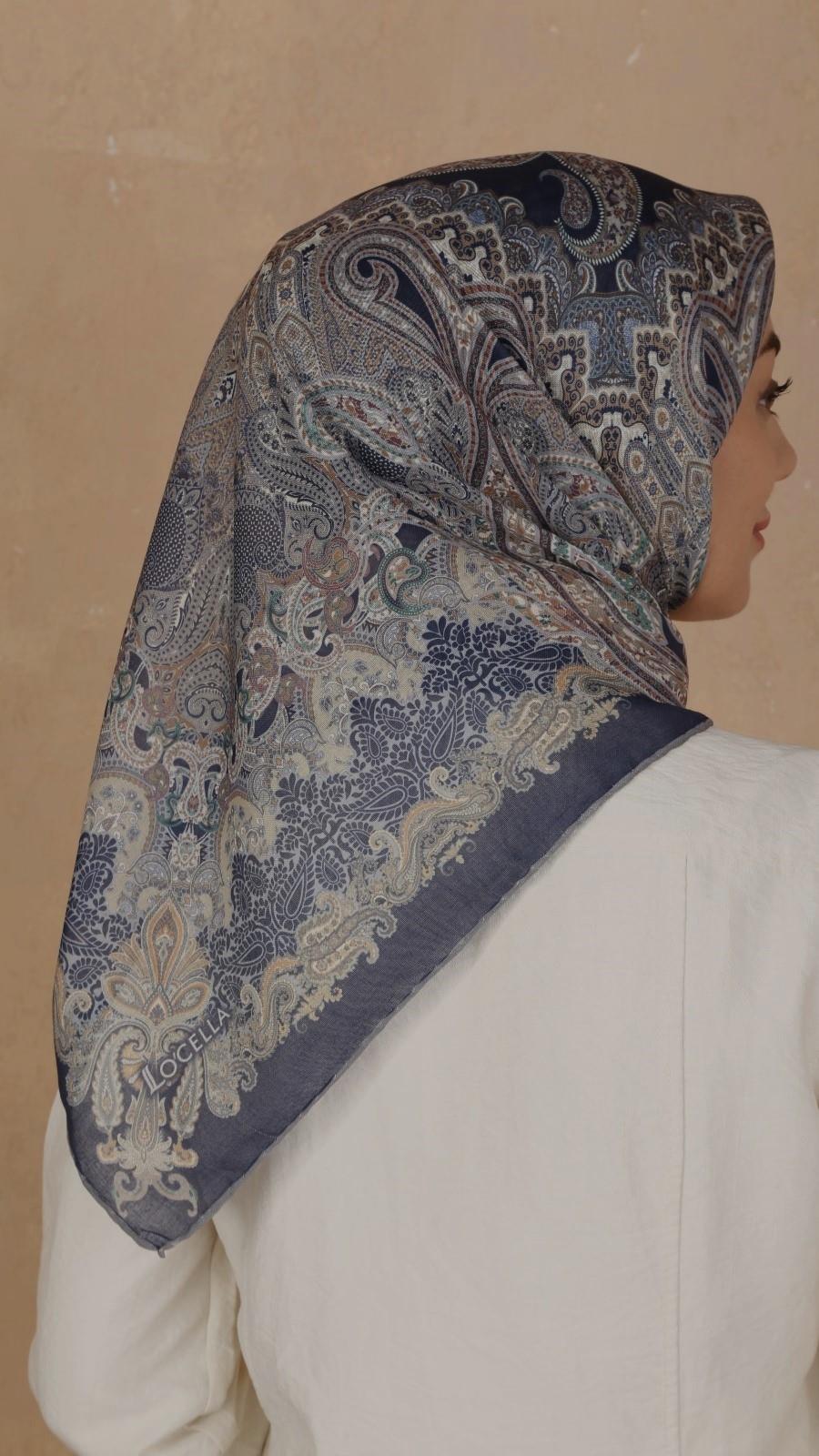 Locella Soft Pamuk Eşarp Koyu Mavi-5