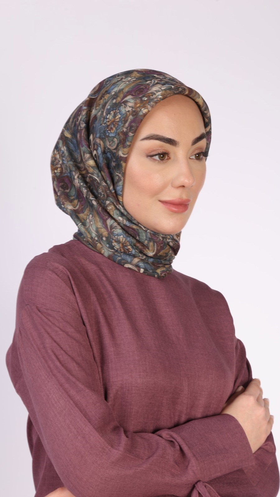 Locella Soft Pamuk Eşarp Mürdüm Yeşil
