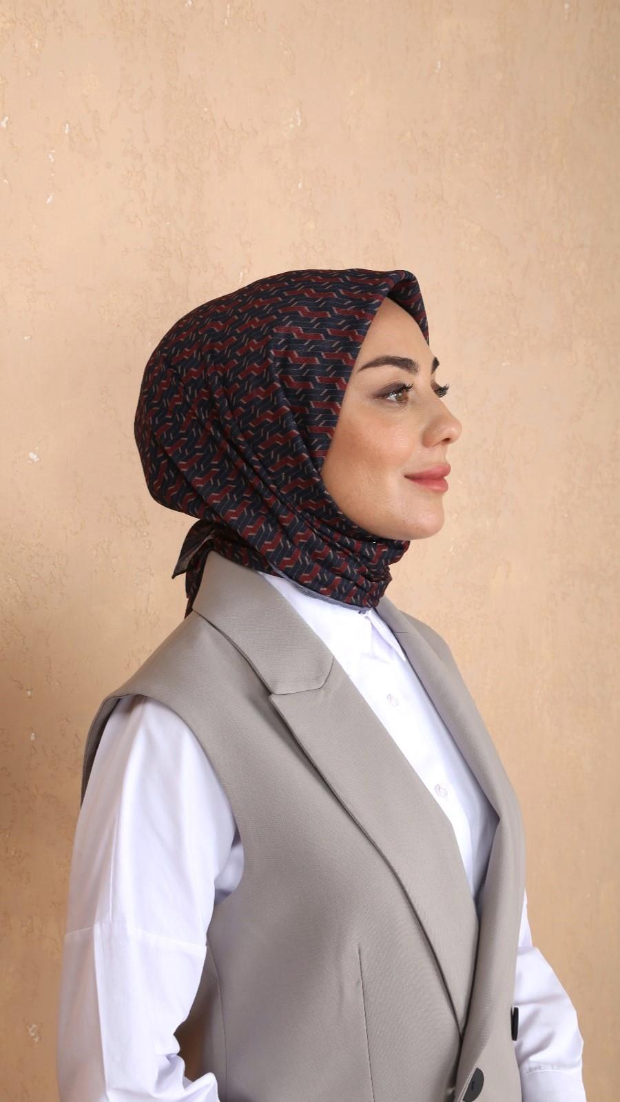 Locella Soft Pamuk Eşarp Lacivert Bordo-15