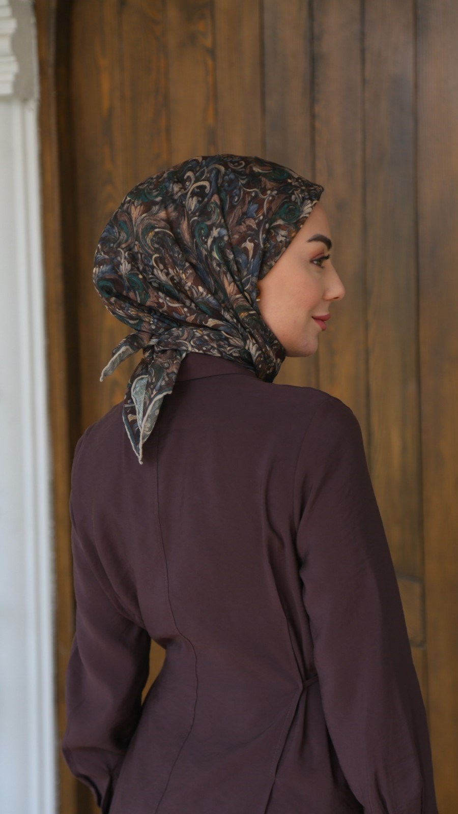 Locella Soft Pamuk Eşarp Zümrüt Kahve