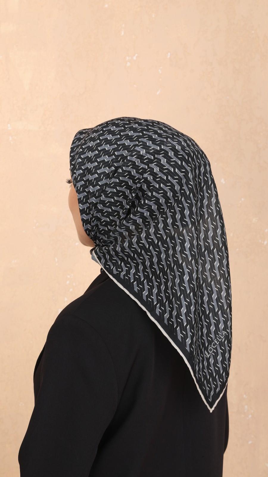 Locella Soft Pamuk Eşarp Siyah Gri-13