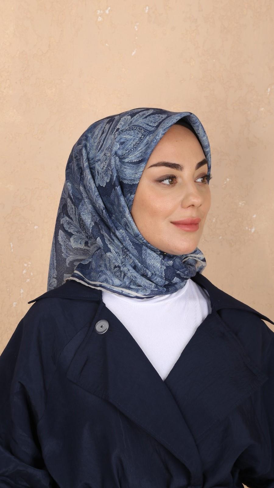 Locella Soft Pamuk Eşarp Koyu Mavi-17