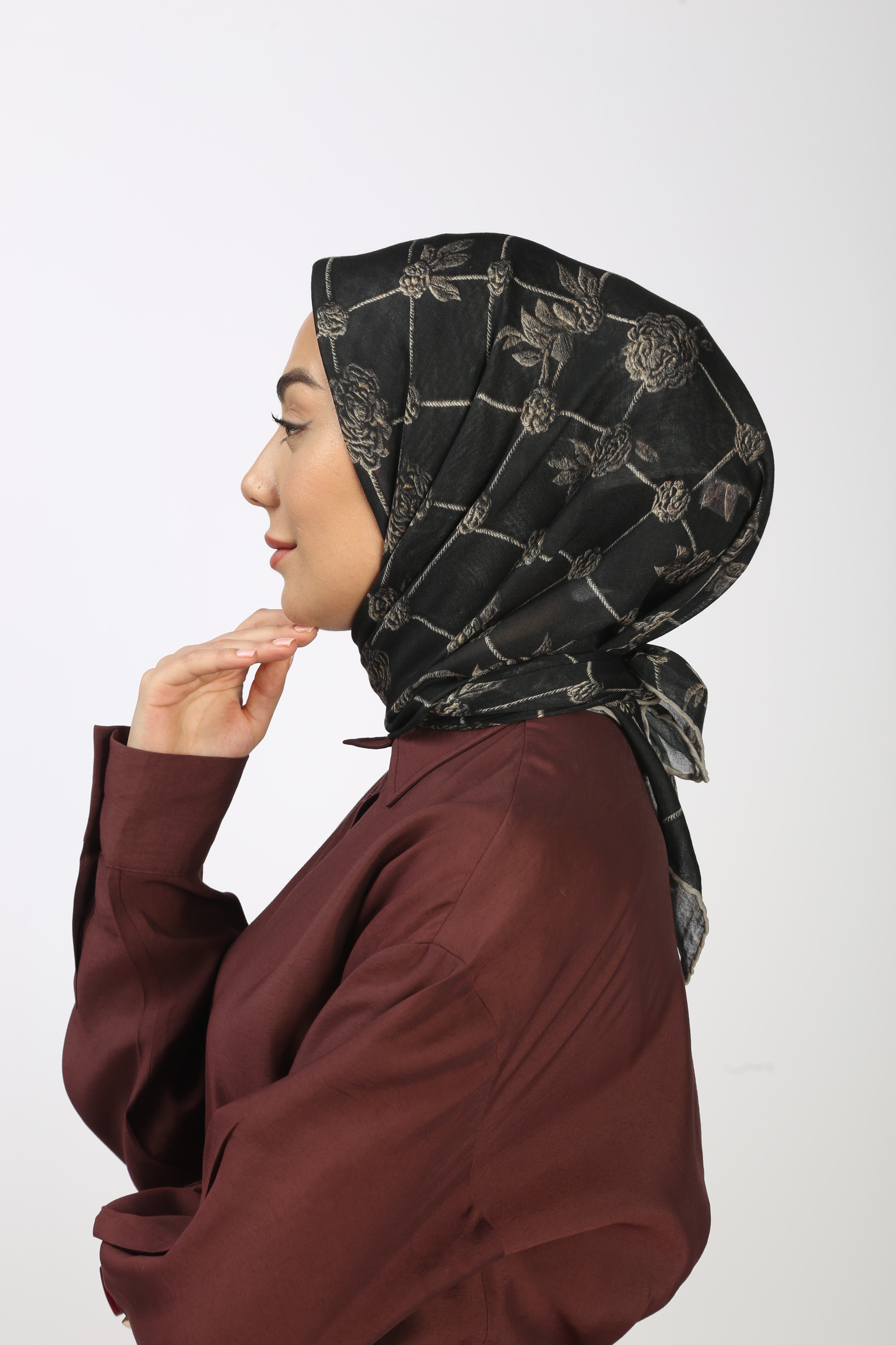 Locella Soft Pamuk Eşarp Siyah Vizon