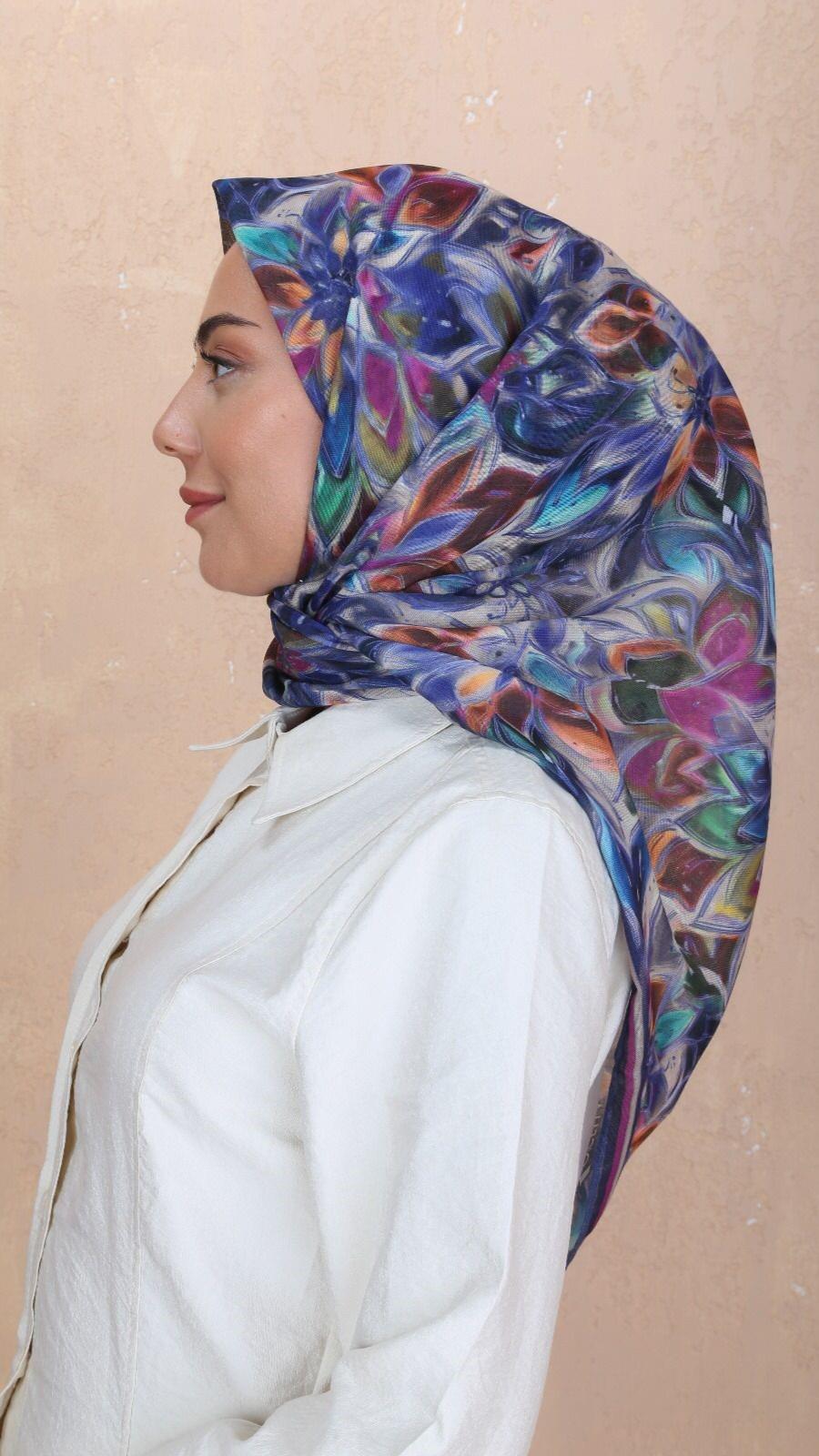 Locella Soft Pamuk Eşarp Lacivert-12