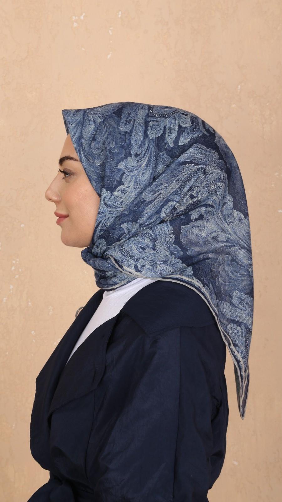 Locella Soft Pamuk Eşarp Koyu Mavi-17