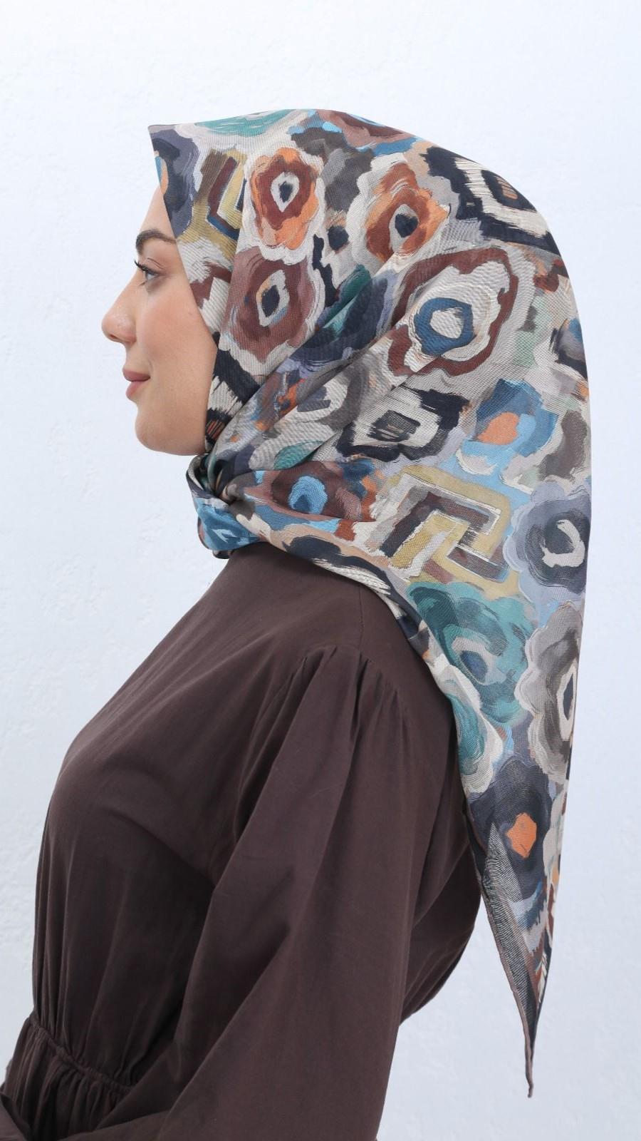 Locella Soft Pamuk Eşarp Siyah Kahve-6