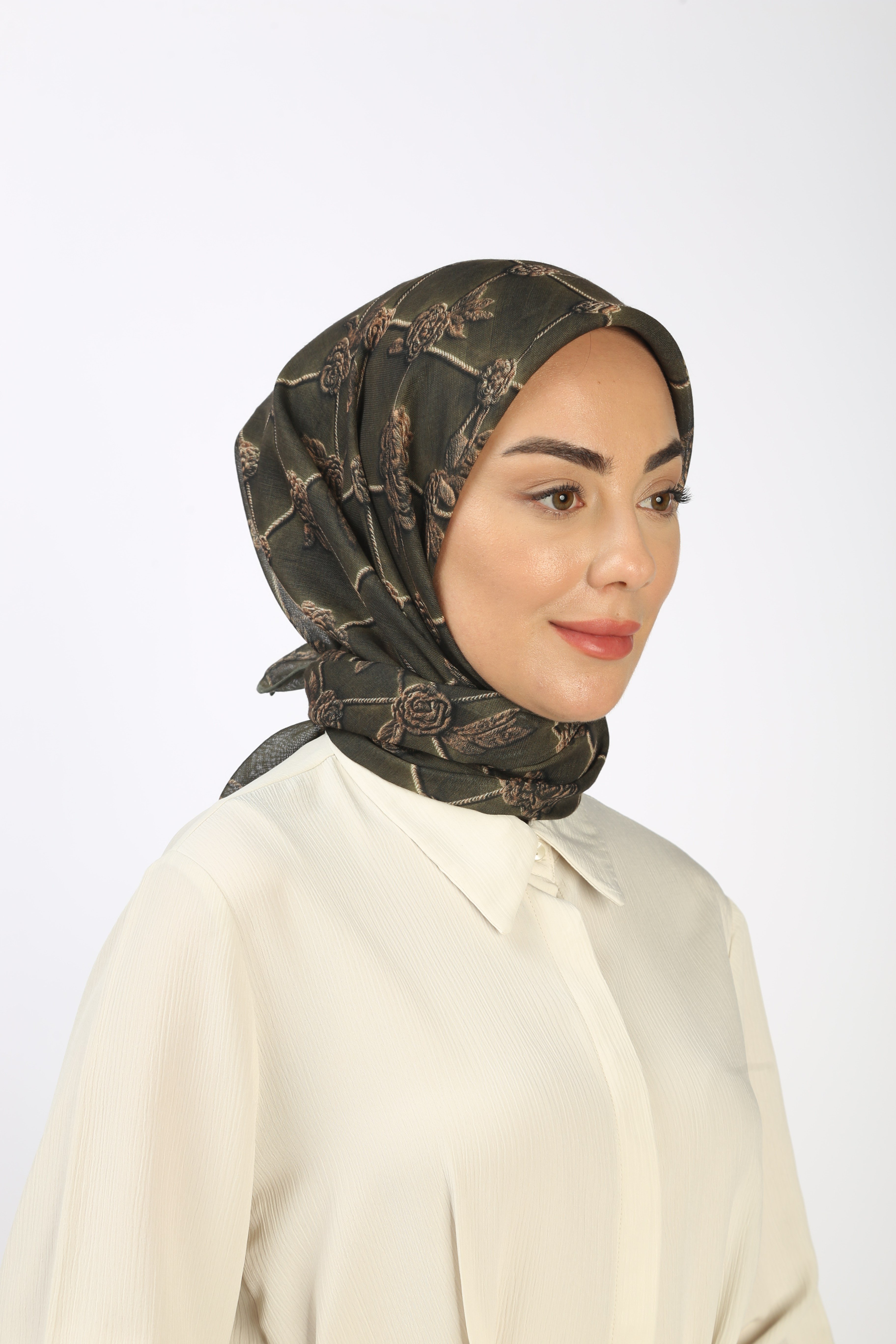 Locella Soft Pamuk Eşarp Haki Yeşili
