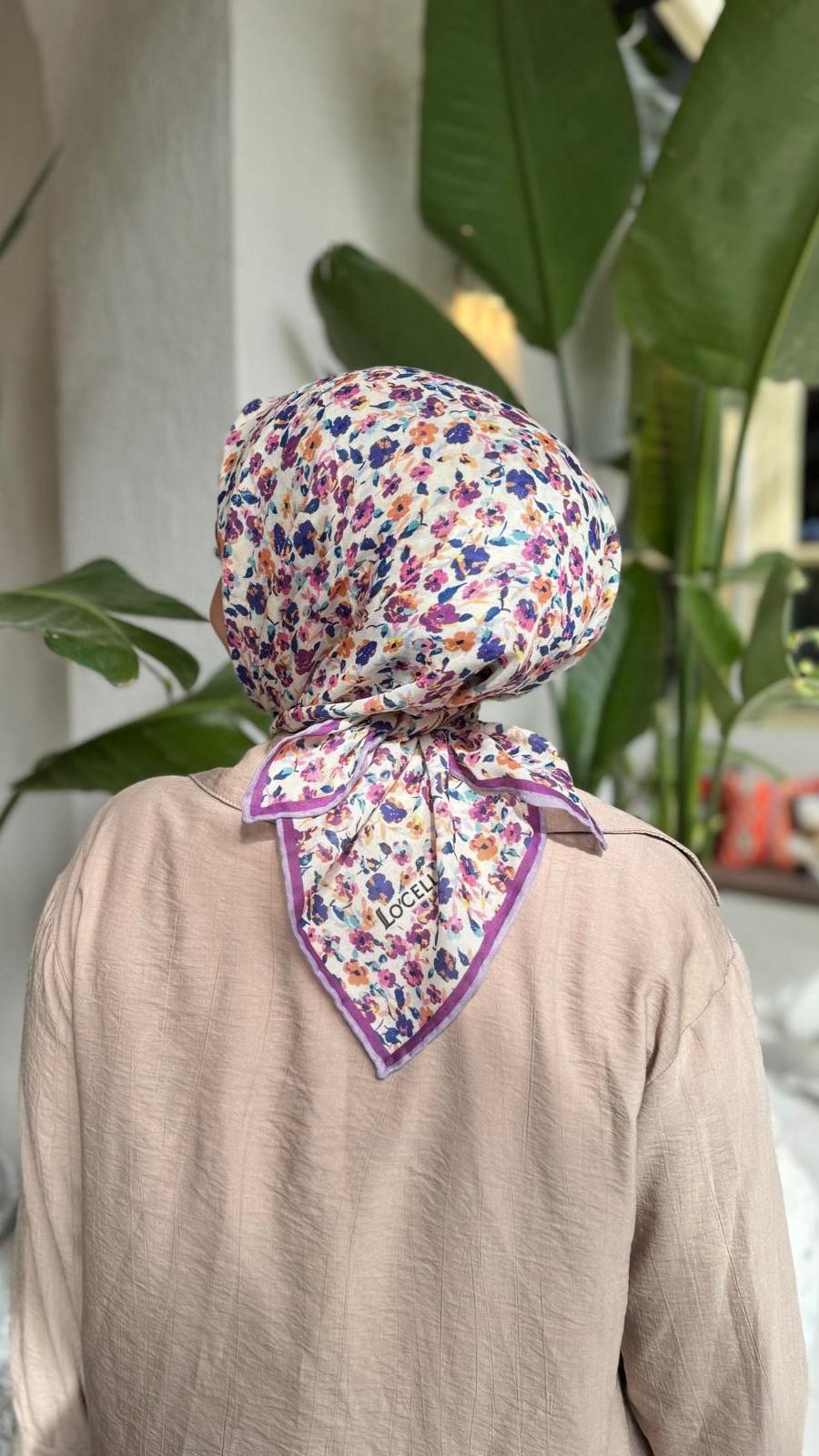 Locella Soft Pamuk Eşarp Mor-2