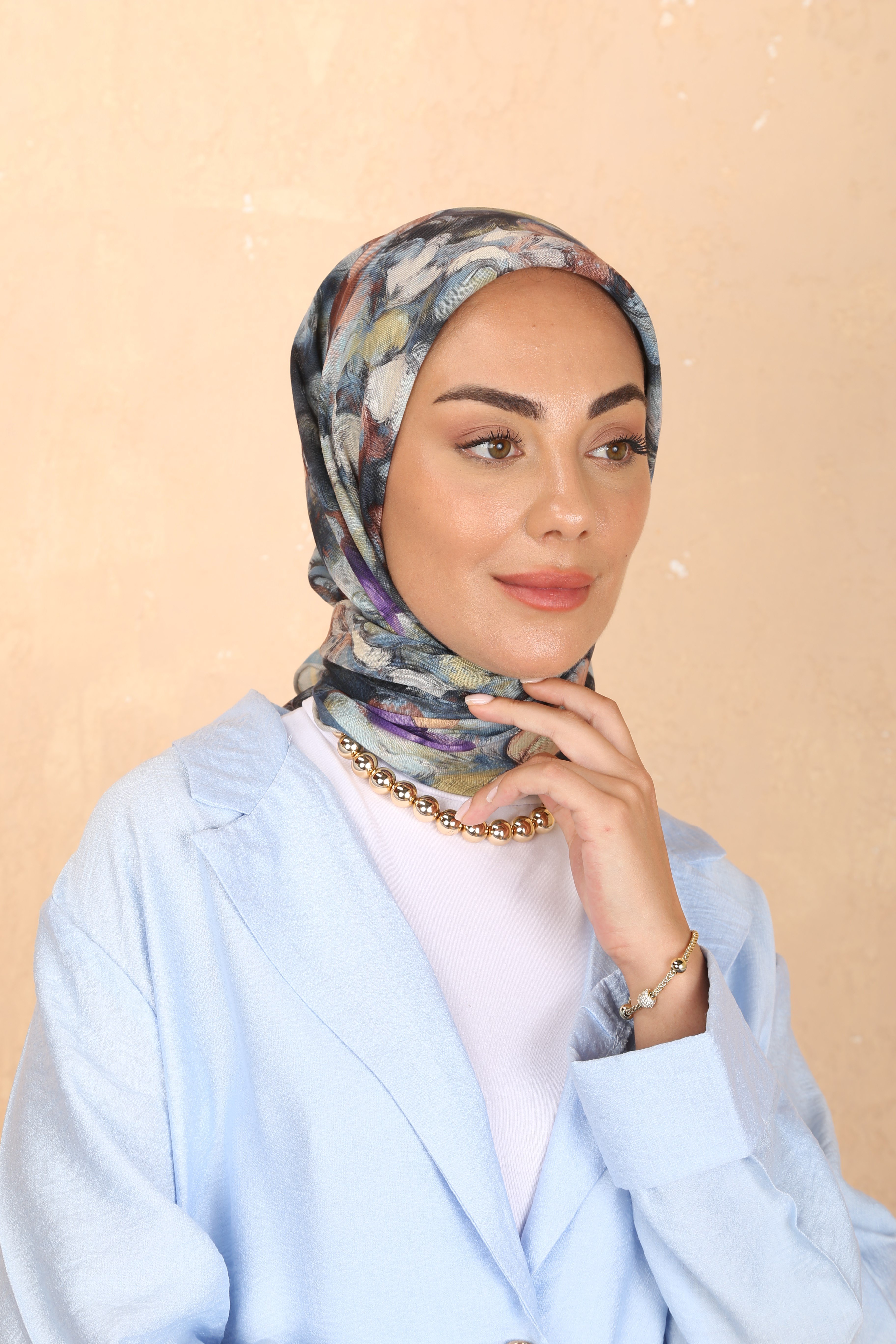 Locella Soft Pamuk Eşarp Mavi