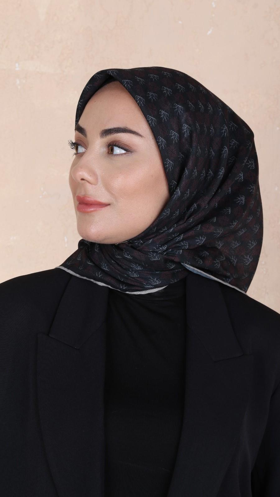 Locella Soft Pamuk Eşarp Siyah Bordo-6