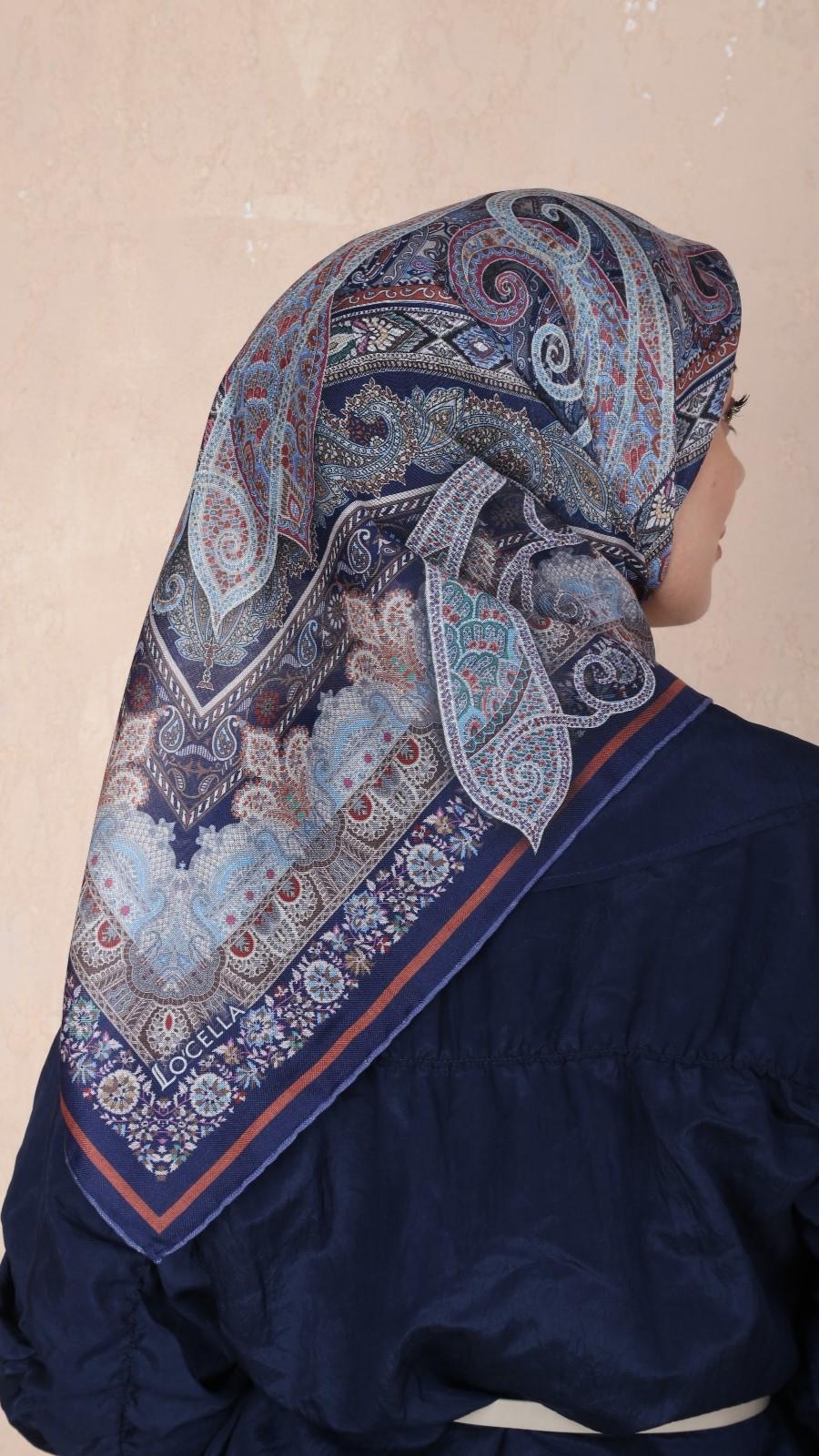 Locella Soft Pamuk Eşarp Lacivert-5
