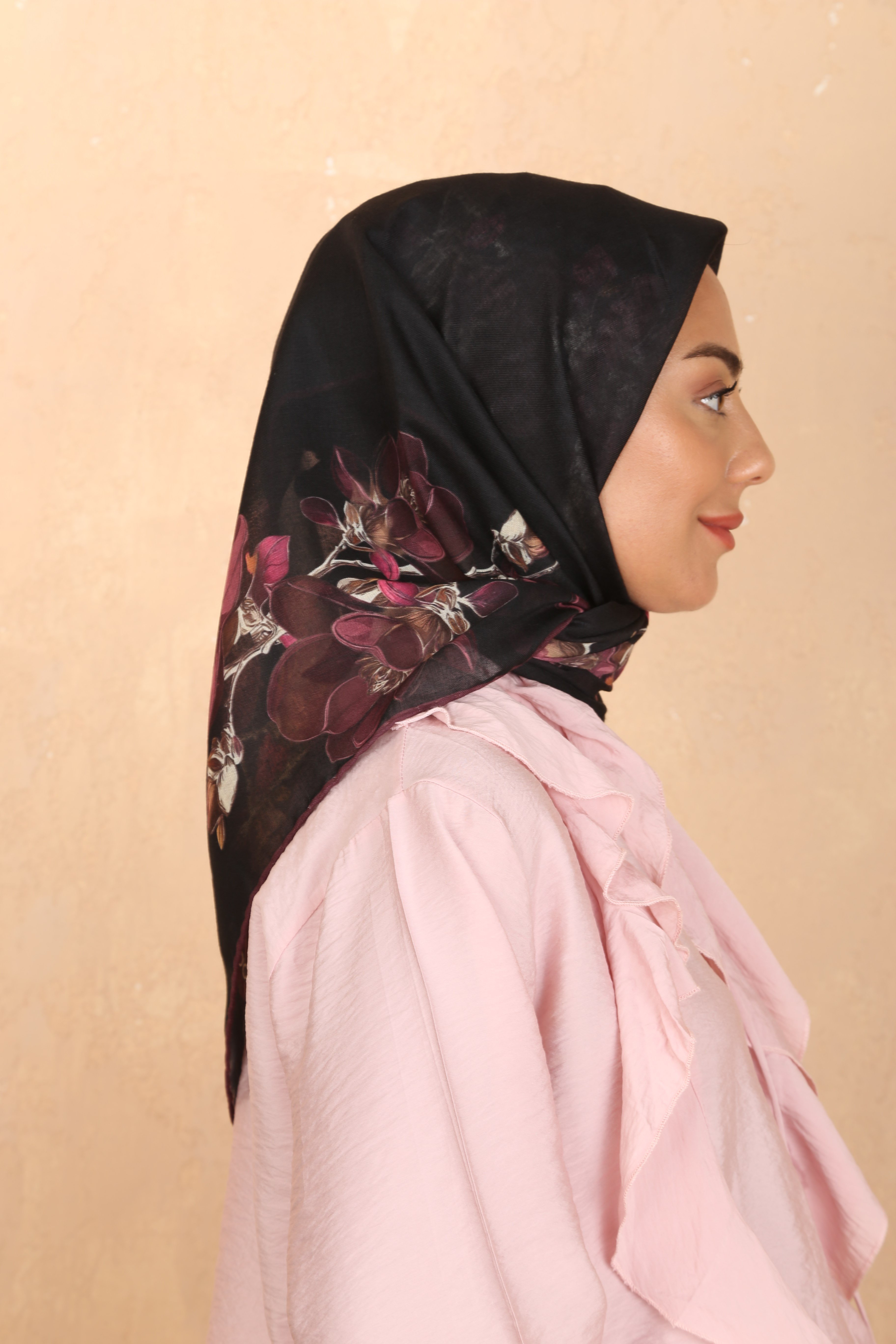 Locella Soft Pamuk Eşarp-Siyah Mürdüm