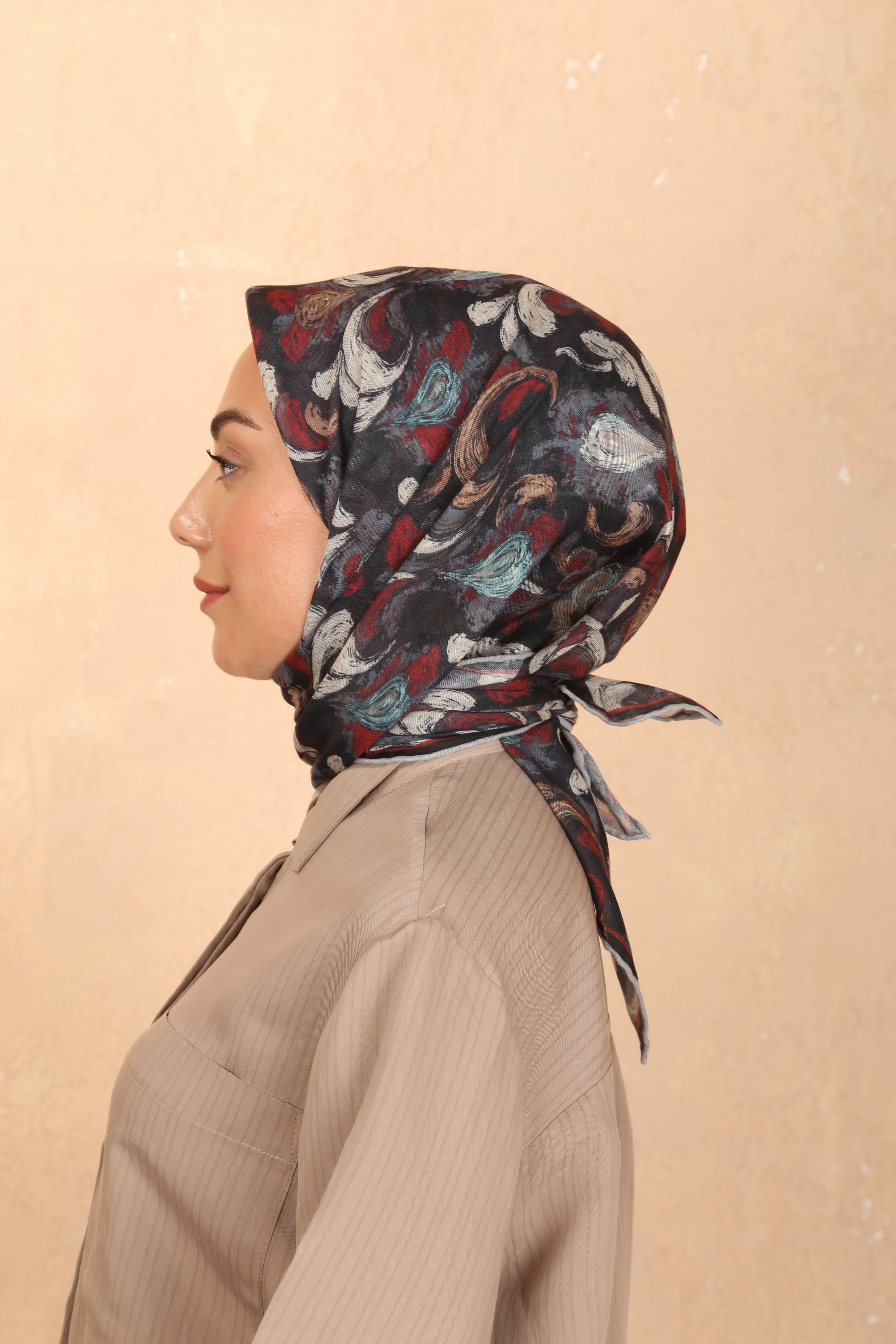 Locella Soft Pamuk Eşarp Siyah Kırmızı