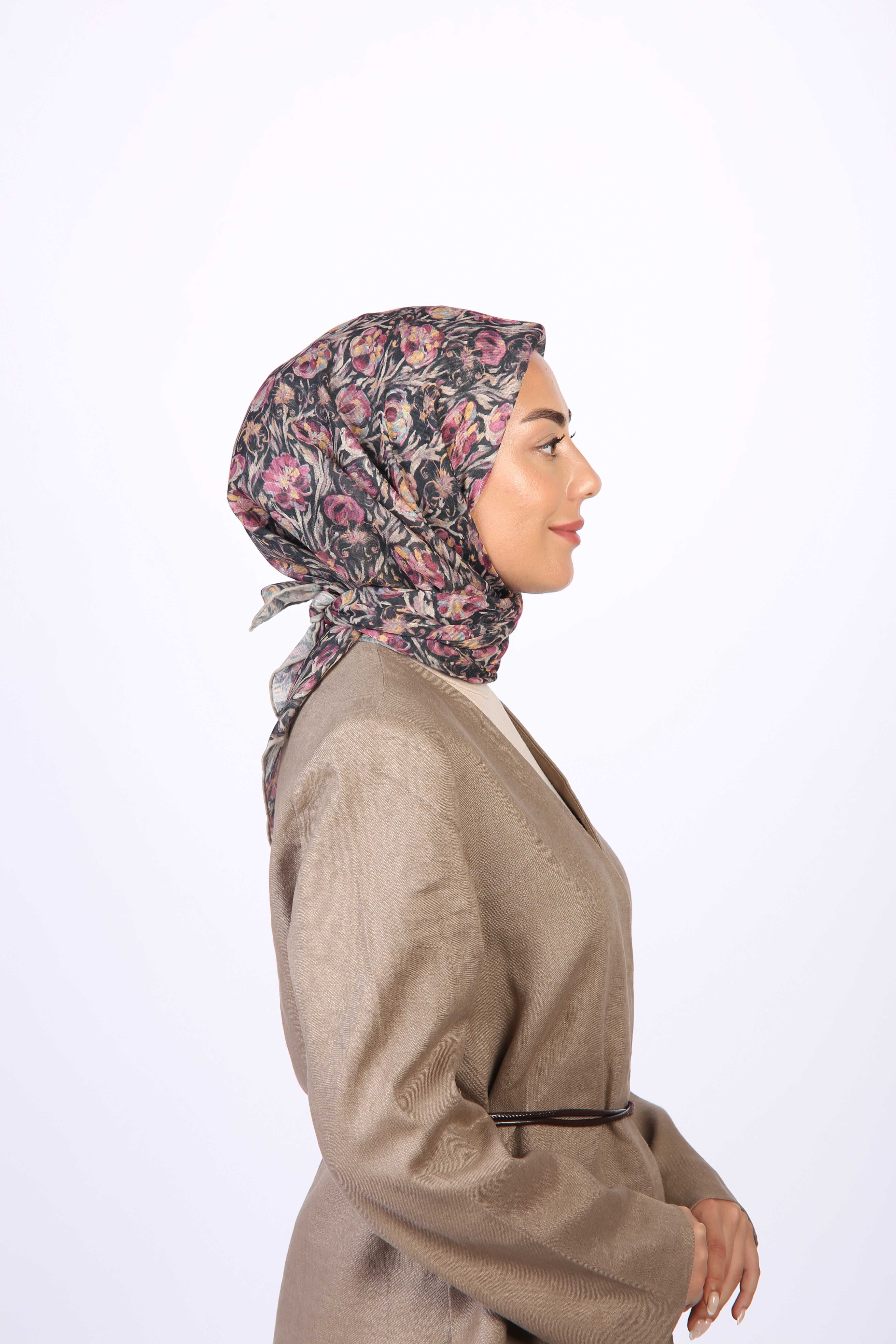 Locella Soft Pamuk Eşarp Siyah Pembe