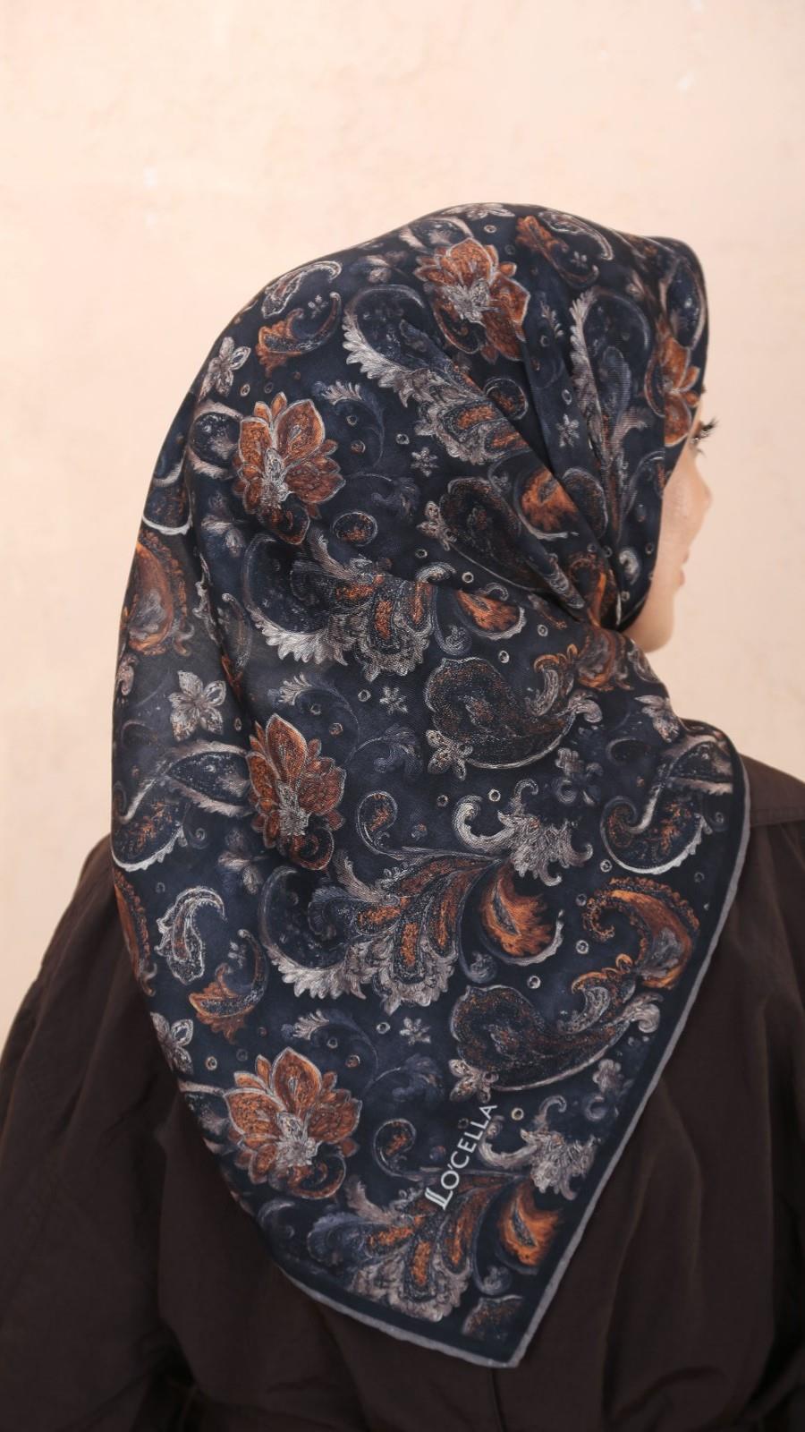 Locella Soft Pamuk Eşarp Siyah Turuncu-3