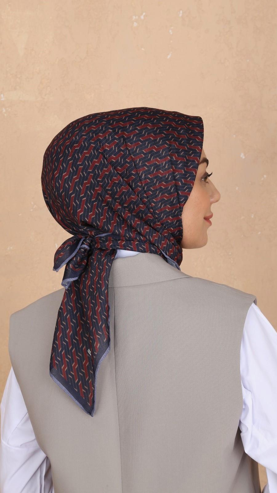 Locella Soft Pamuk Eşarp Lacivert Bordo-15