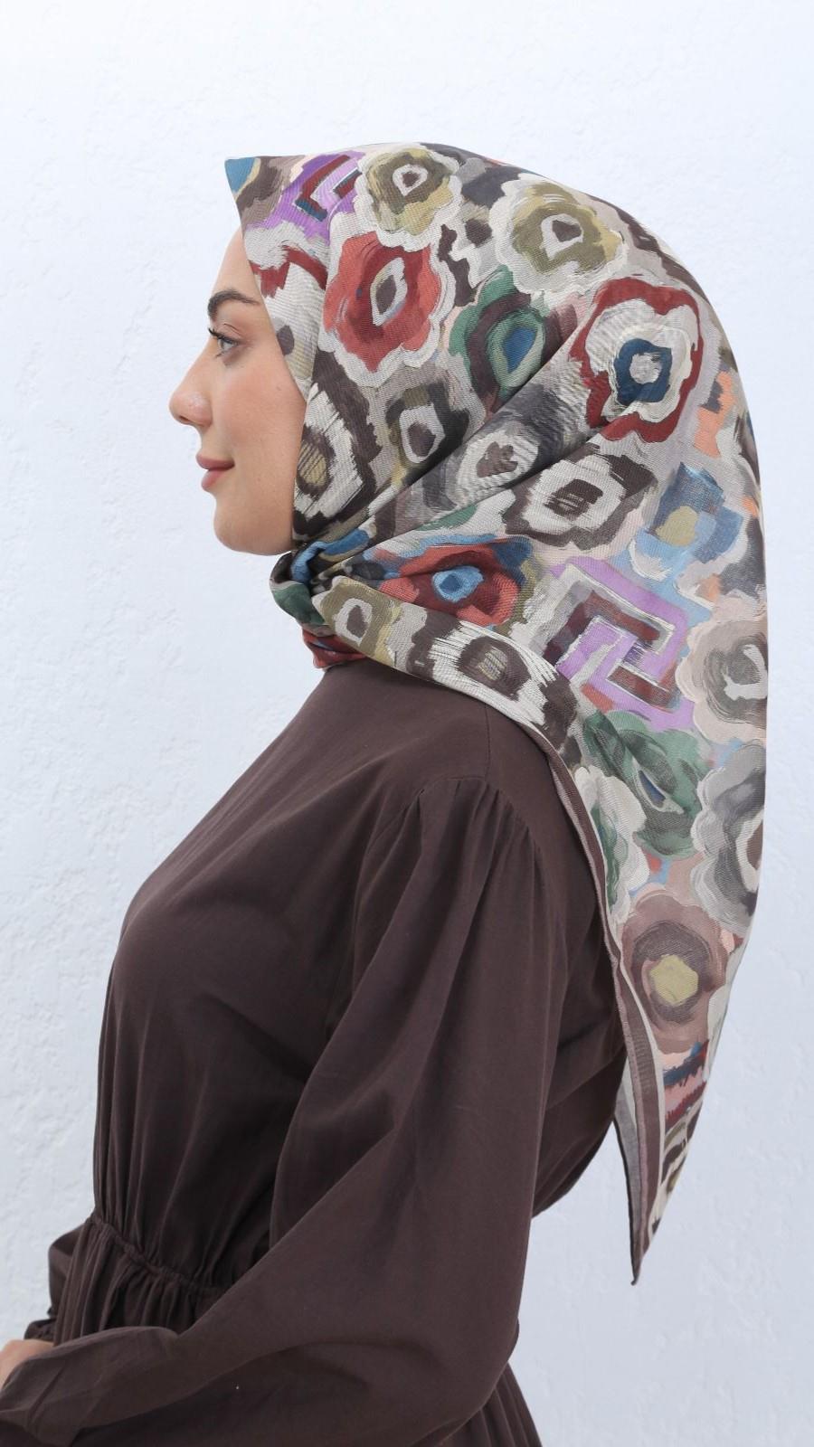 Locella Soft Pamuk Eşarp Kahve-5