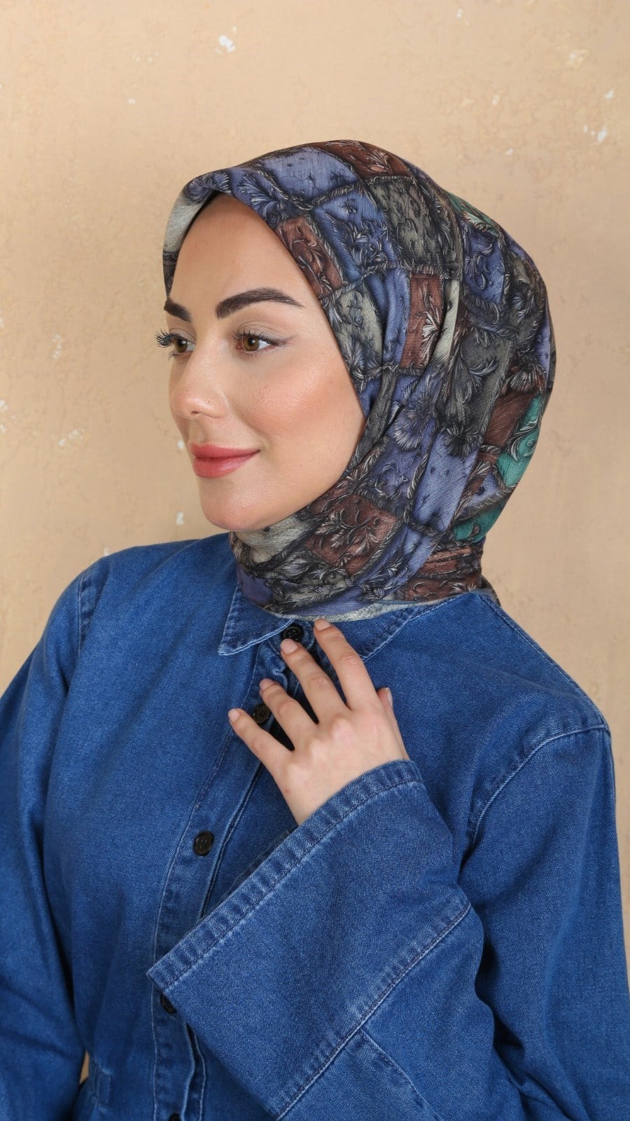 Locella Soft Pamuk Eşarp Lacivert