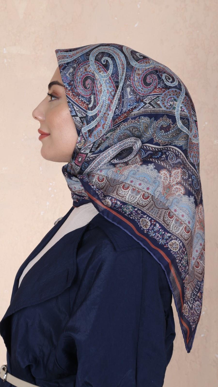 Locella Soft Pamuk Eşarp Lacivert-5