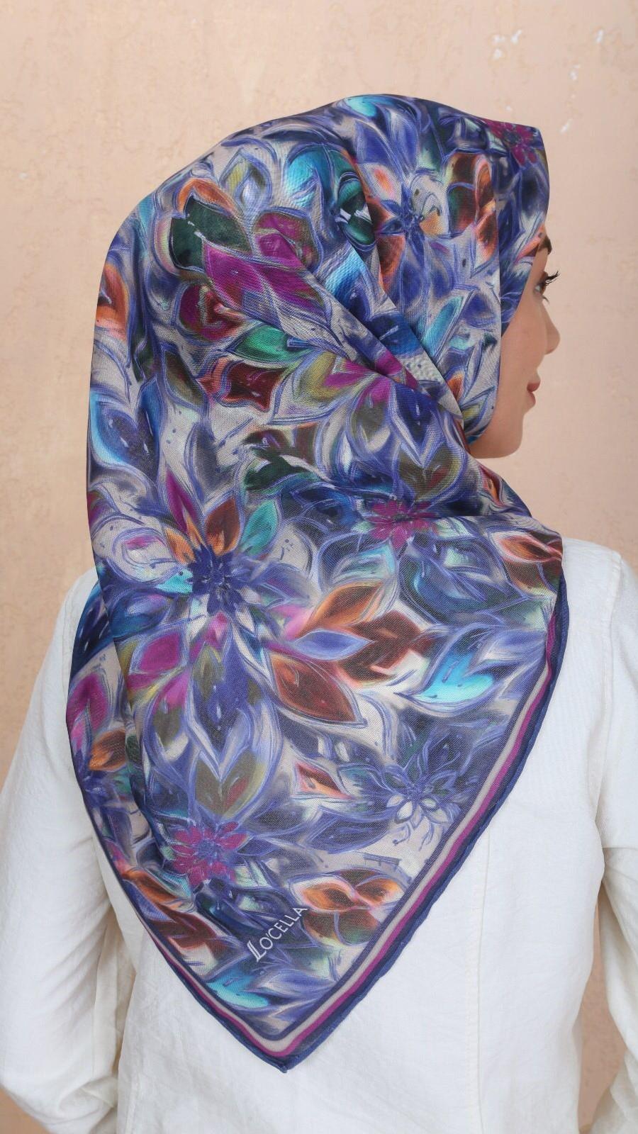 Locella Soft Pamuk Eşarp Lacivert-12