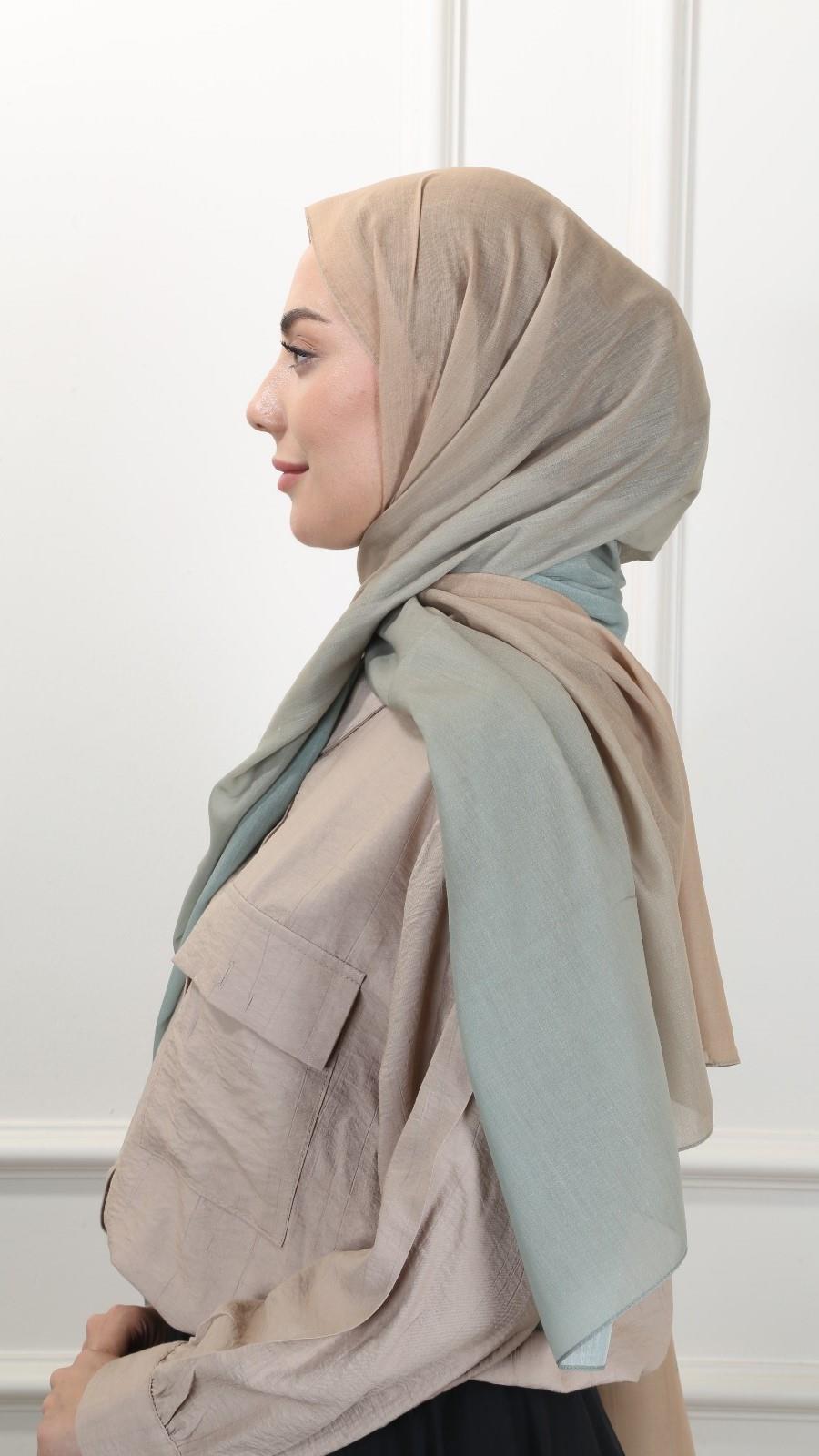 Pamuk Vual Şal Karamel Yeşil-12