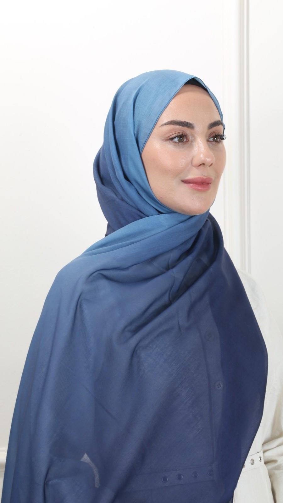 Pamuk Vual Şal Lacivert-18