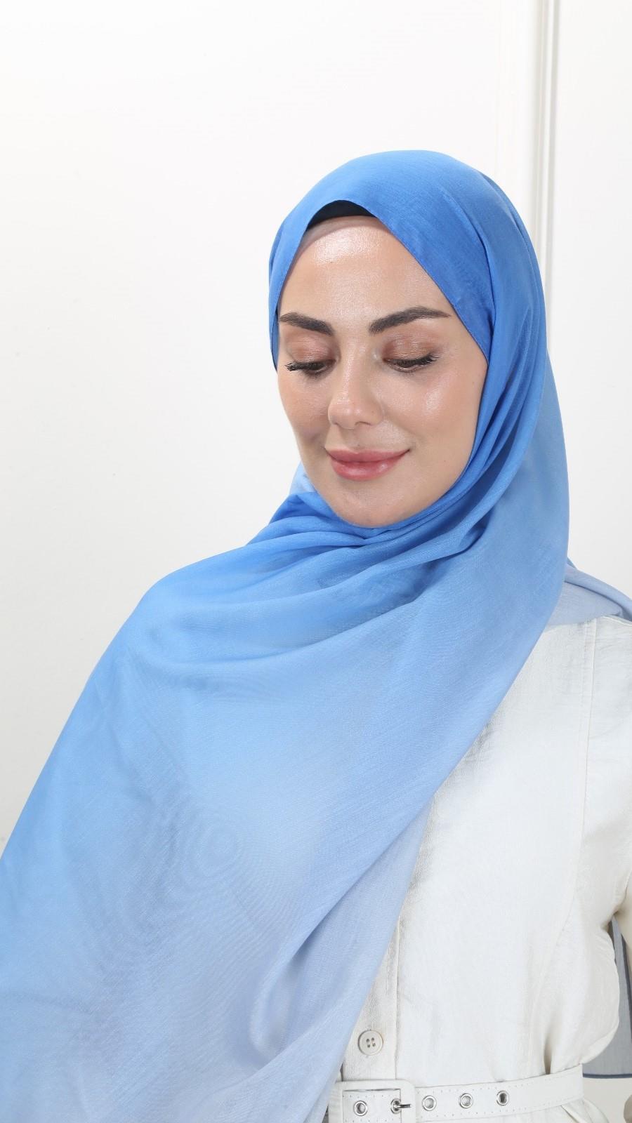 Pamuk Vual Şal Saks-20