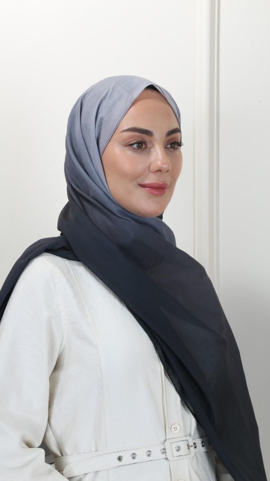 Pamuk Vual Şal Siyah Gri-15